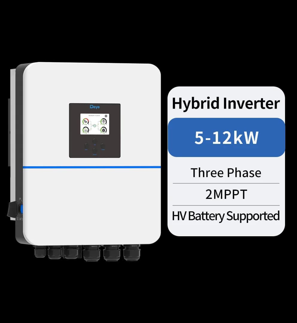 Three Phase Hybrid Inverter | 5-12kW | 2 MPPT | HV Battery Supported
