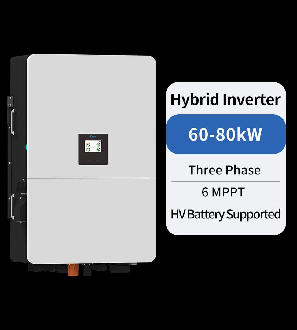 Three Phase Hybrid Inverter | 60-80kW | 6 MPPT | HV Battery Supported